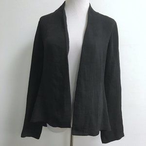 Eileen Fisher black silk open jacket top XS